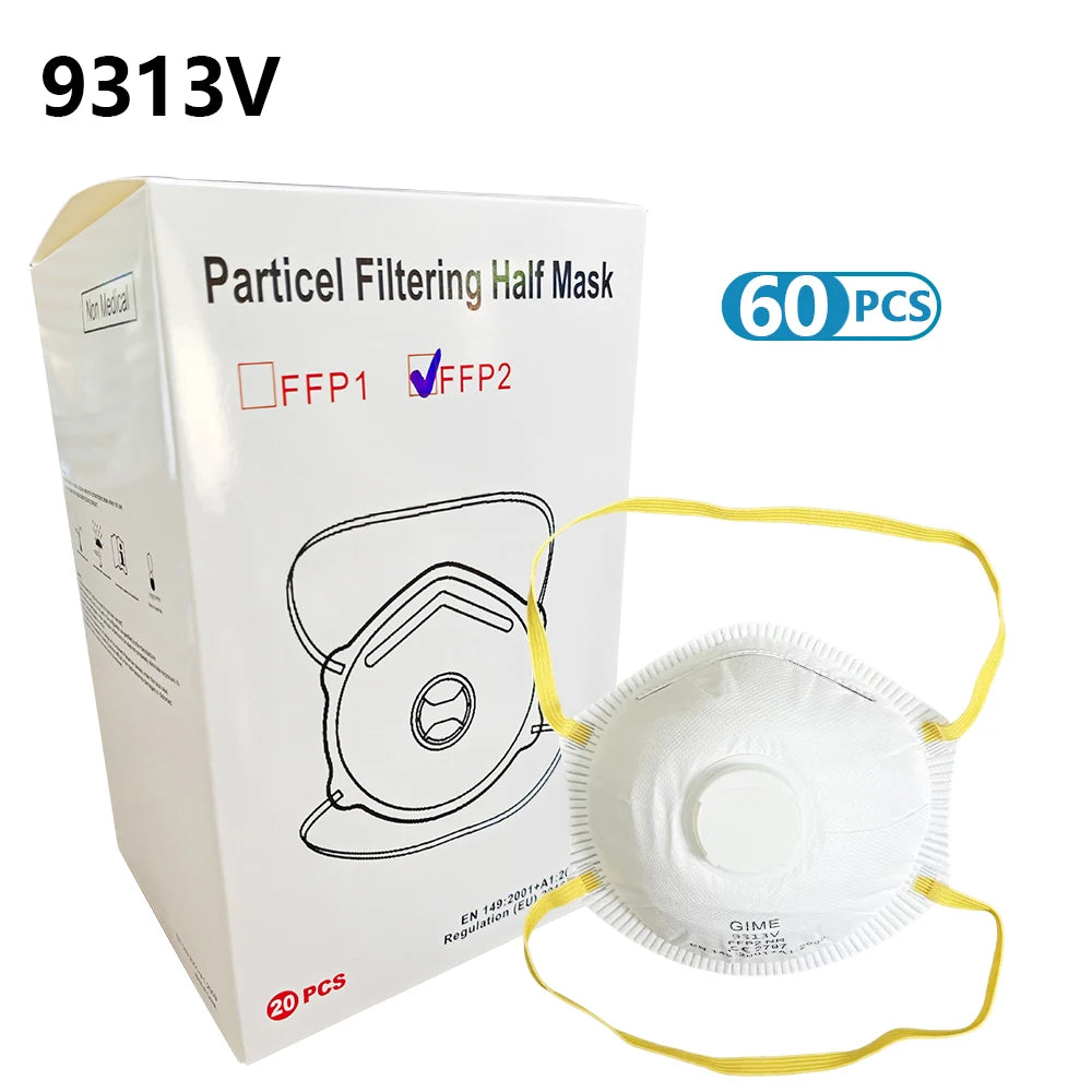 60/40/20 Pcs FFP2 EU CE Certification Mask for Adult Dustproof Face Mask Anti Droplet Partcle Filtering Half Masks