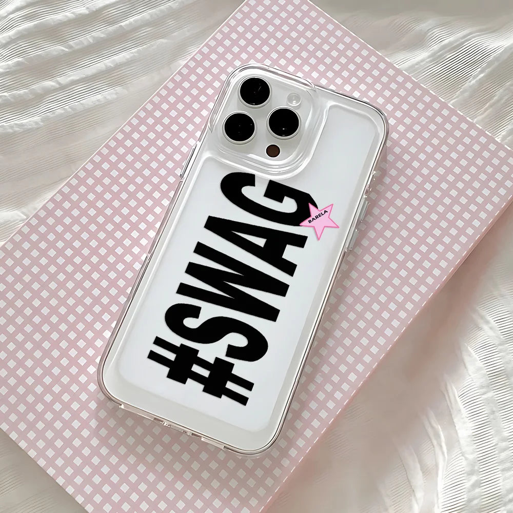Hot GIRLS LOVE MY SWAG Phone Case For iPhone 17 16 16e 15 14 13 12 11 Mini Pro Max X XR XSMax 8 Air Plus Transparent Back Cover