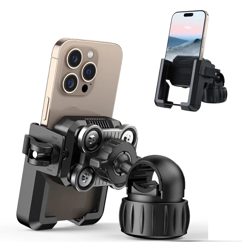 New Motorcycle Phone Mount with Vibration Dampener - 30s Tool-Free Install & Quick Lock, Universal for Bike/MTB, Fit 4-7" Phones