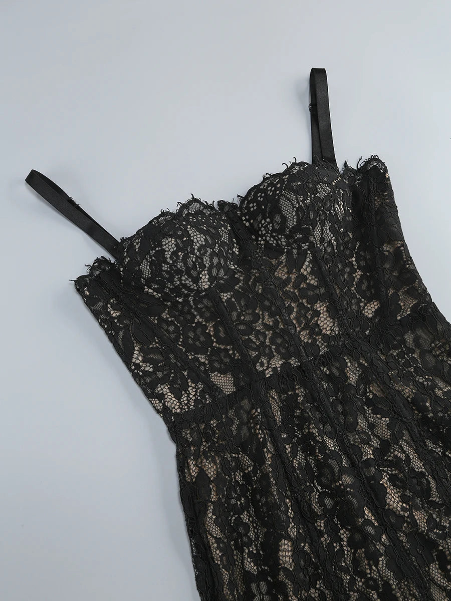 Women’s Cocktail Dress Sexy Lace Hollow Out Transparent Sleeveless Slim Fit Maxi Party Club Evening Gown White Long Dresses