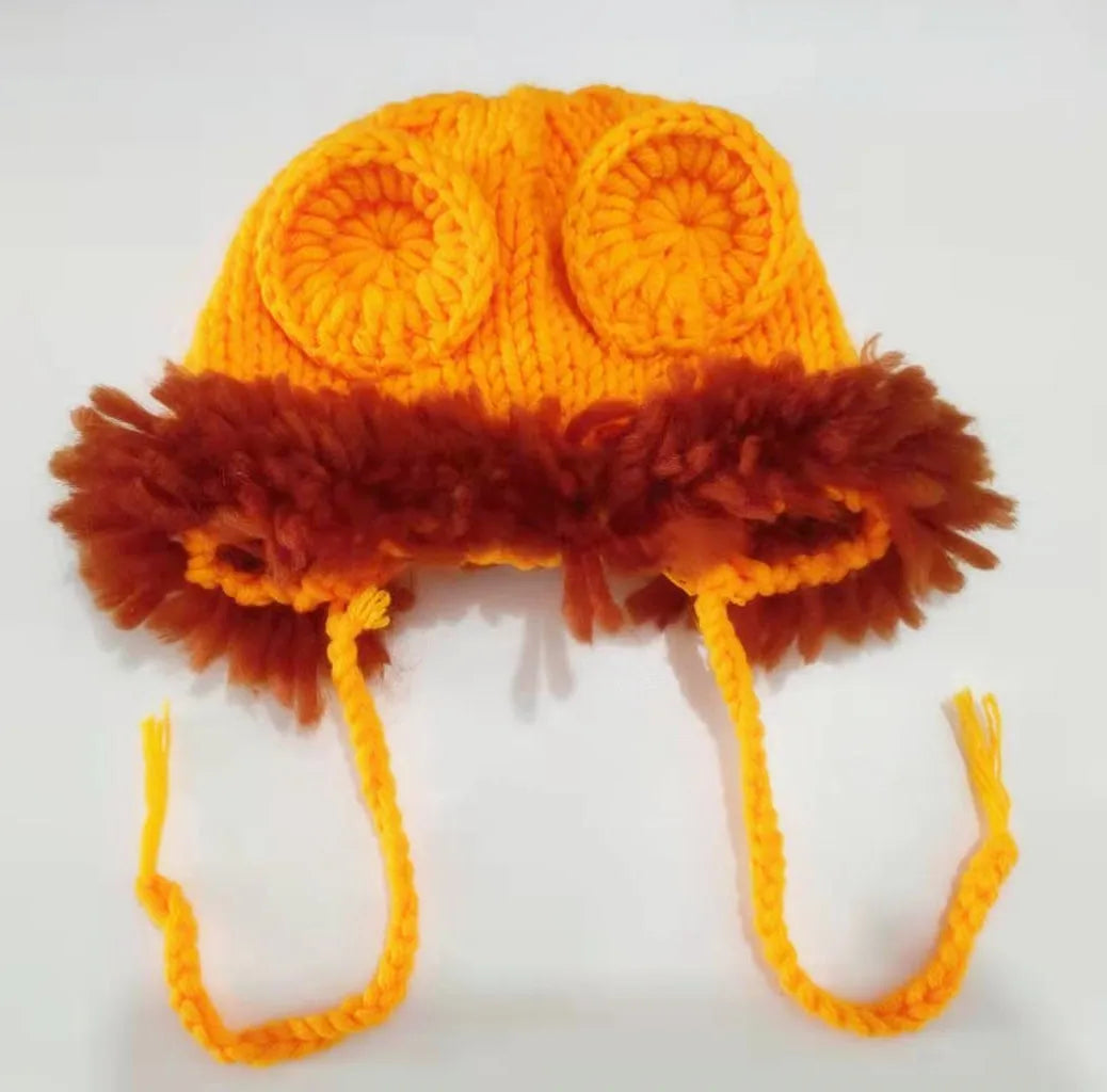 Handmade Crochet Costume Halloween Photoshoot for Baby Boy Photography Props Outfits Newborn Babies Gifts 0-6M Lion Pants Set