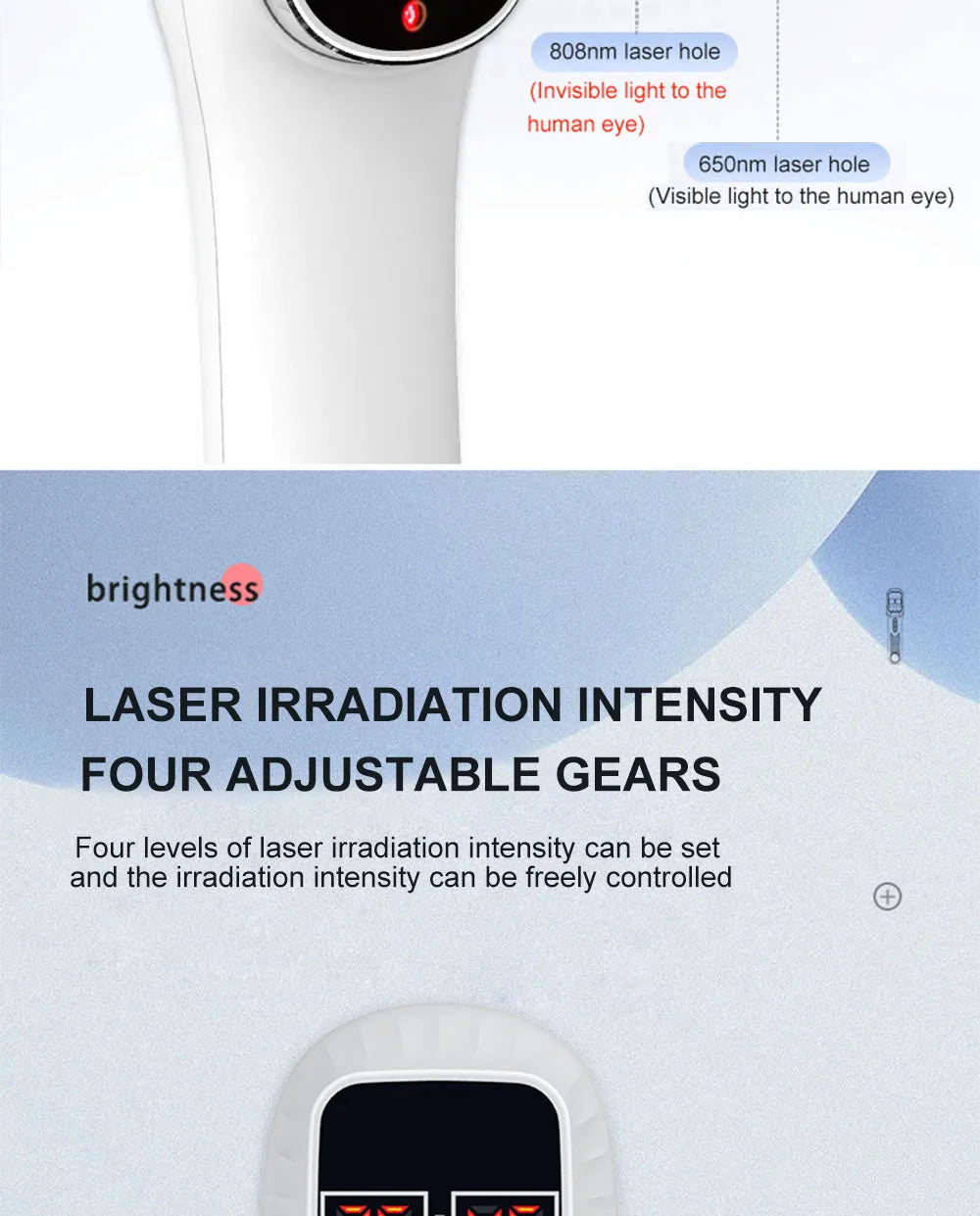 650nm+808nm Handheld Face Body Red Light Infrared Beauty Device Skin Rejuvenation Muscle Joint Body Fatigue Relief Health Care