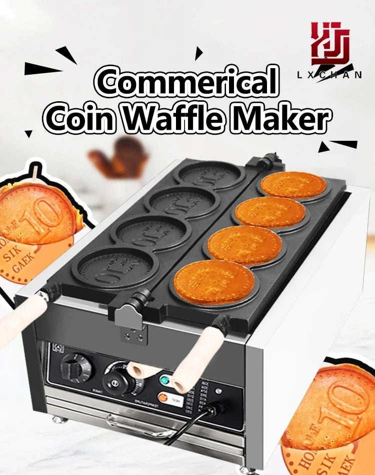 HomeWise Electric Waffle Maker Gold Coin Waffle Maker Gold Coin Pattern Waffle Maker Gold Coin Mold Snack Machine 110V 220V