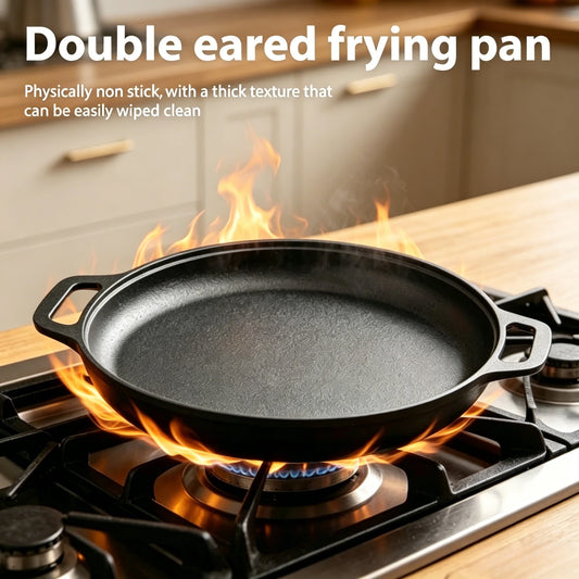 Healthy Cast Iron Cooking Skillet Non Stick Fry Pan Perfect For Steak Omelette Pizza Home Kitchen & Outdoor Camping Grilling