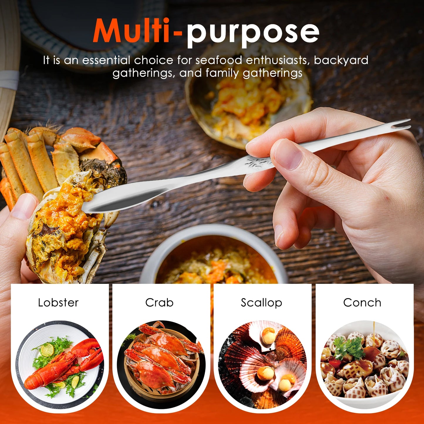 7/9Pcs Crab Cracker Tool Set Stainless Steel Seafood Tools with Lobster Sheller Crab Leg Fork Seafood Forks Scissors for Kitchen