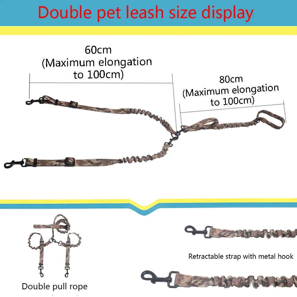 Tactical Dog Harness Adjustable Traning Dog Harness Leash Sets with Storage Bag for Large Dog Control Handle Cat Harness