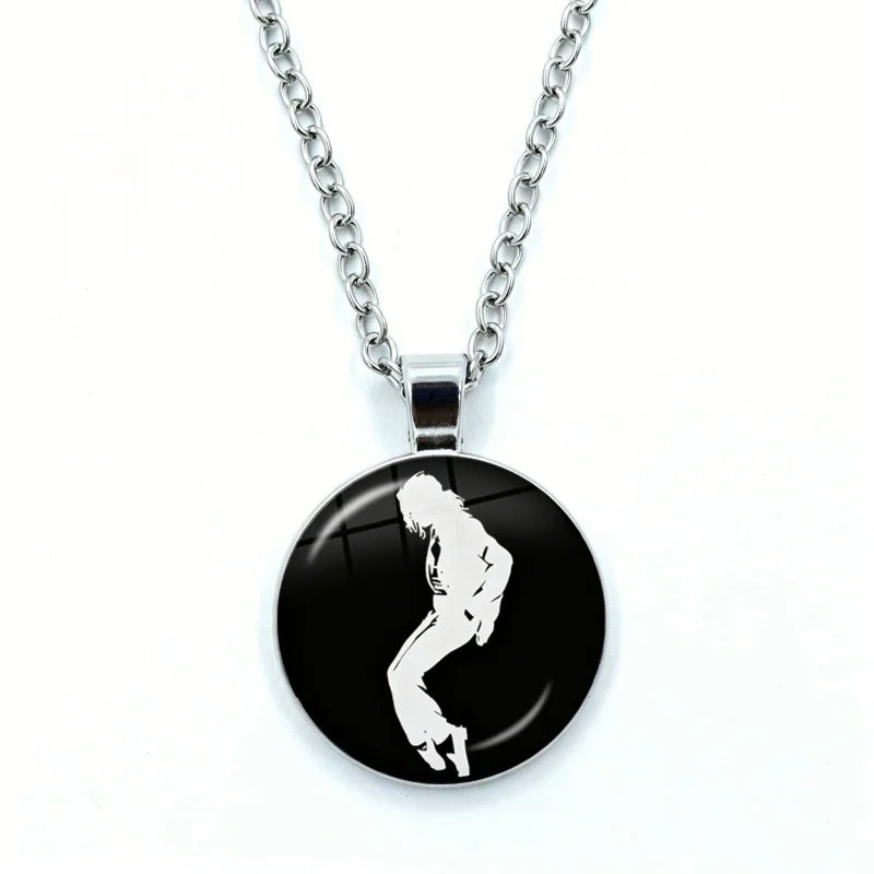 Thriller Dangerous M-Michael J-Jackson Necklace for Women Jewelry Cabochon Glass Pendant Fashion Statement Necklace