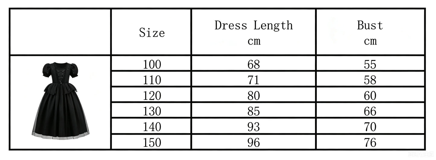 Halloween Costume For Kids Black Witch Dress Fancy Role Playing Costume Carnival Party Stage Performance Girls Gown Outfit