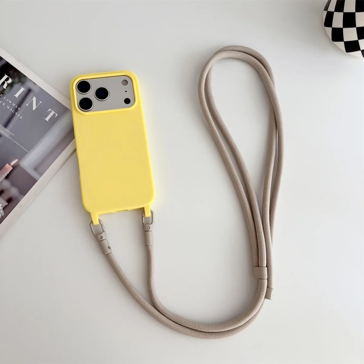 Silicone Phone Case for IPhone 17 Air 16 16E 15 14 Plus 11 13 12 Mini Pro Max Crossbody Lanyard Candy Color Soft TPU Back Cover