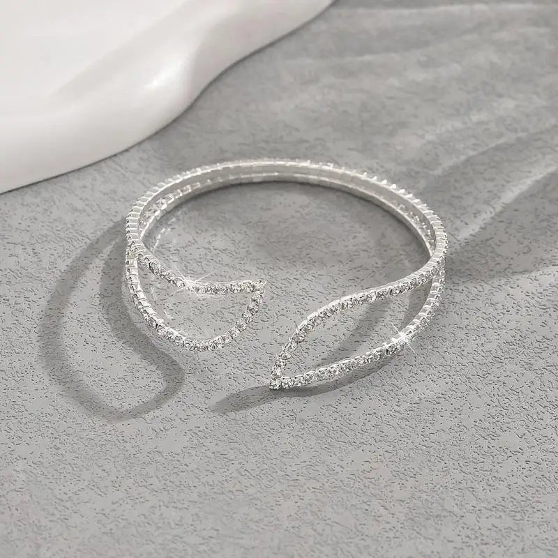 Hand Bracelet Jewelry - Fashionable Wristbands, Rhinestone Elastic Gemstone-set Bracelets, Open-ended Bracelets