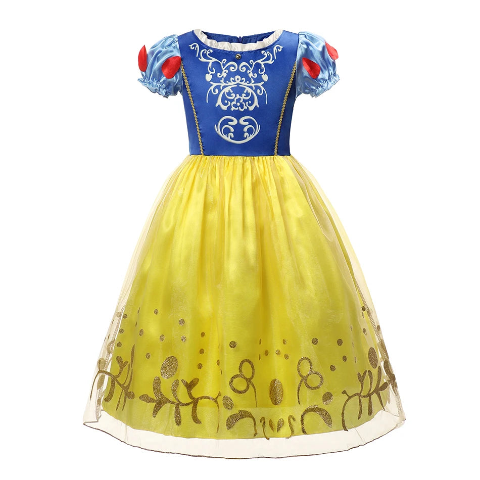 Halloween Birthday Dress Cinderella Snow White Aurora Rapunzel Princess Costume for Girls Kids 2-8Y