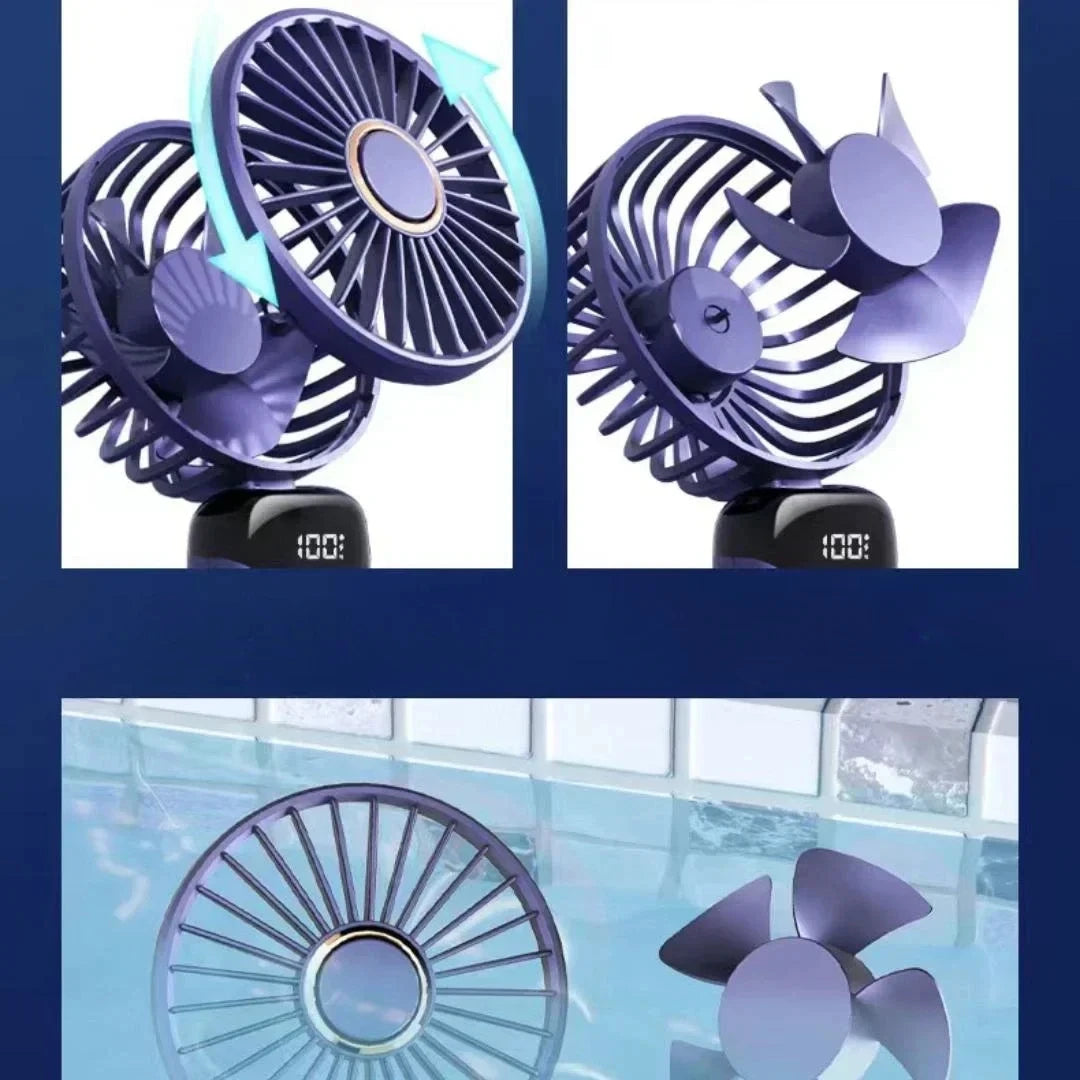 5-Speed Portable Handheld Mini Fan Foldable Neck Hanging Fans USB Rechargeable Fan with Phone Stand and Display Screen fan