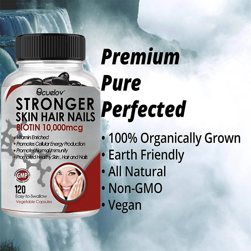 Biotin 10000 mcg - Hair Skin Nails Vitamins for Women & Men, Supports Hair Growth, Glowing Skin & Strong Nails, Metabolism