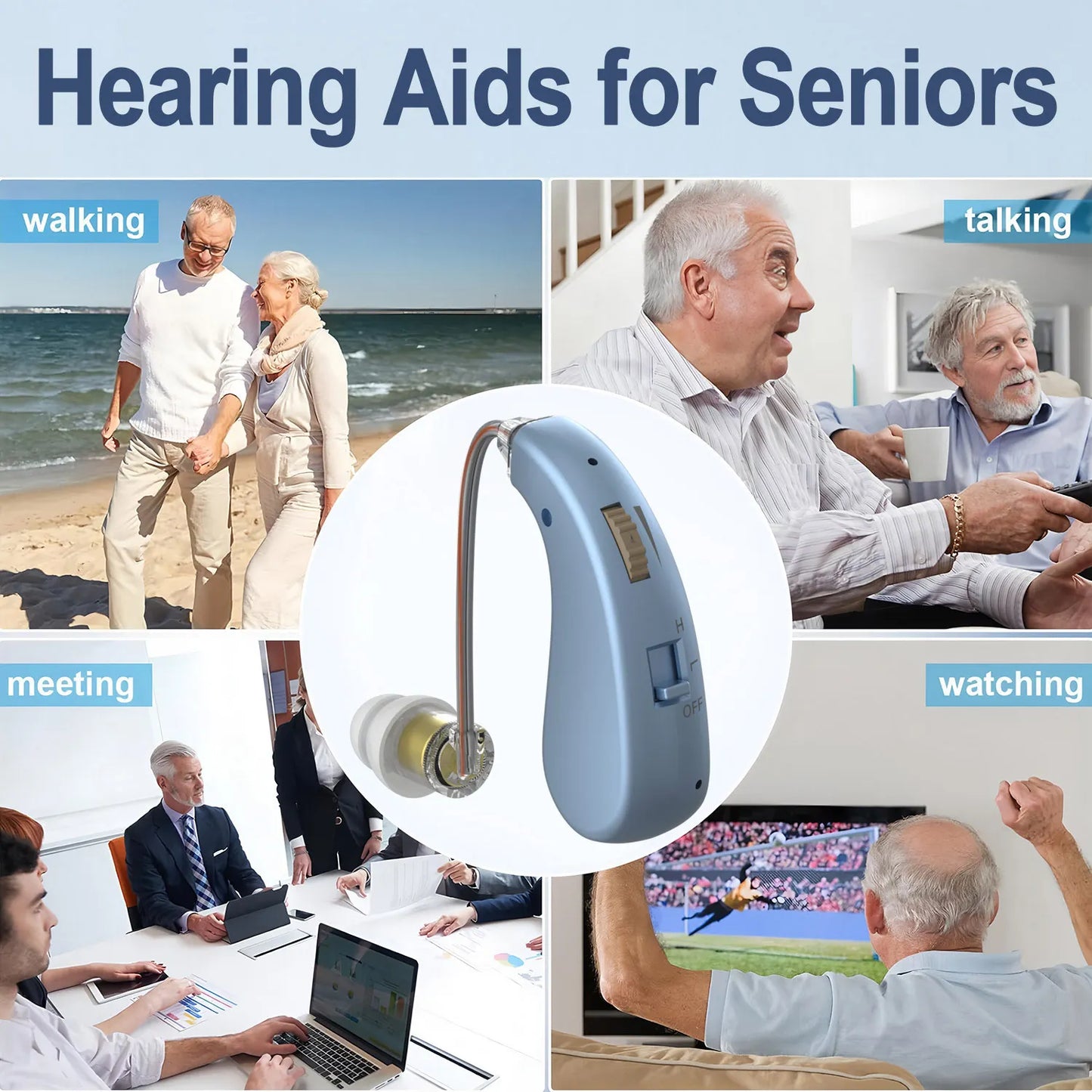 BTE Hearing Aid Ear Sound Amplifier Adjustable Tone Hearing Aids Portable Ear Hearing Amplifier for the Deaf Elderly