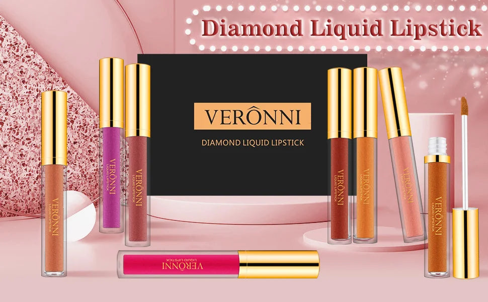 10 Colour Diamond Shimmer Lip Gloss Set,Glitter Shimmer Makeup Long Lasting lipsticks Makeup, Smudge Proof Lip Glaze Valentine's