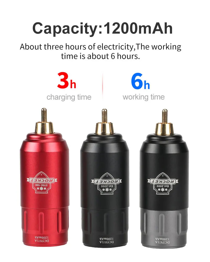 Professional Mini Rocket Wireless Tattoo Power Supply RCA Interface Chargeable Rotary Tattoo Pen Battery Tattoo Machine Supplies