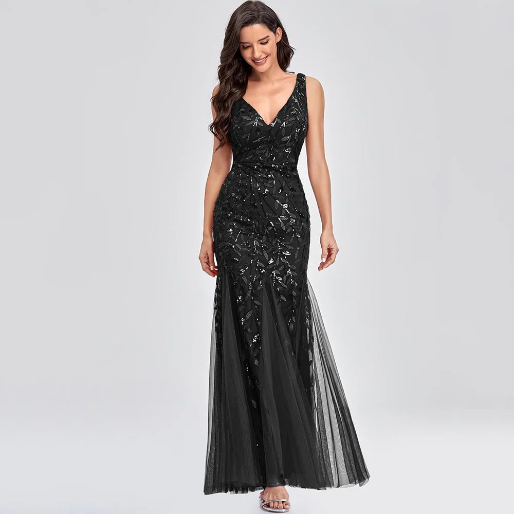 Sexy vintage Maxi Sequin cocktail Dress bridesmaid Prom Dresses for Women Casual Party Long sleeve club Bodycon Dress vestidos