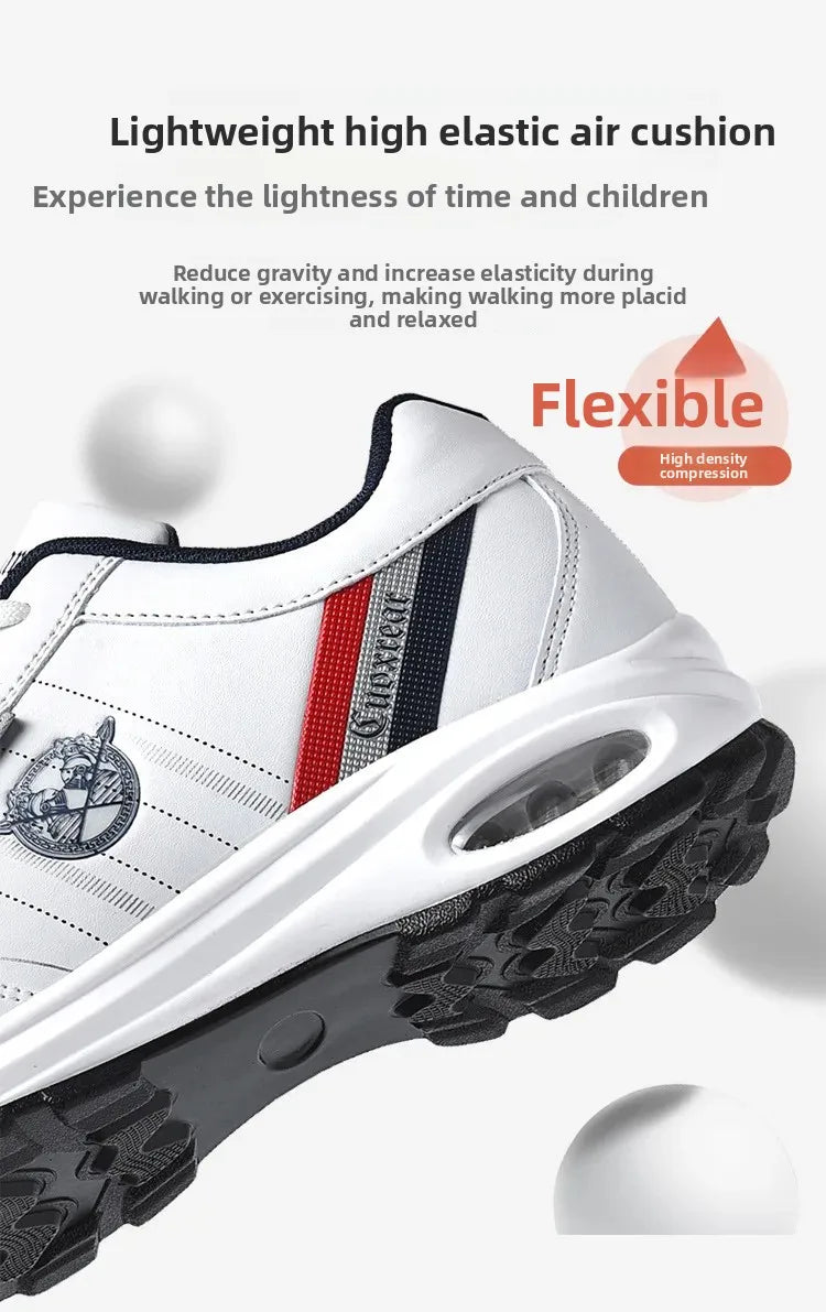 Men's Spring Autumn Casual Breathable Sport Shoes Shock Absorption Comfortable Leather Sneakers Korean Style Ankle High Mesh Lin