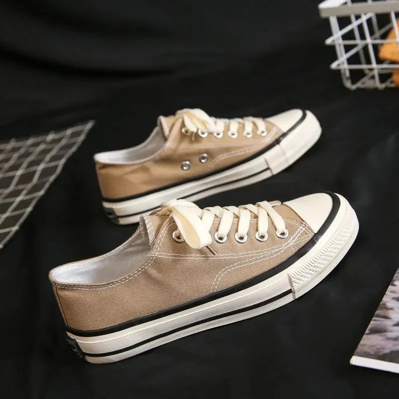 Women's Canvas Shoes Spring Autumn Universal Platform Flat Heel Synthetic Inner Material Rubber Sole Magic Tape Casual Shoes