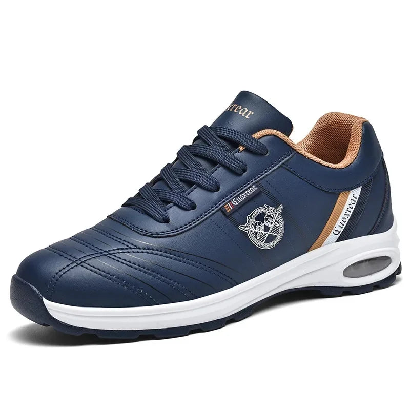 Men's Spring Autumn Casual Breathable Sport Shoes Shock Absorption Comfortable Leather Sneakers Korean Style Ankle High Mesh Lin