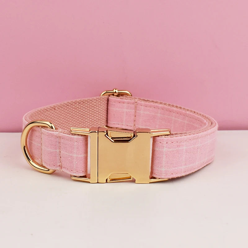 Plaid Dog Collar Designer With Bow Tie Custom Dog Accessories Luxury Pet collar leash set