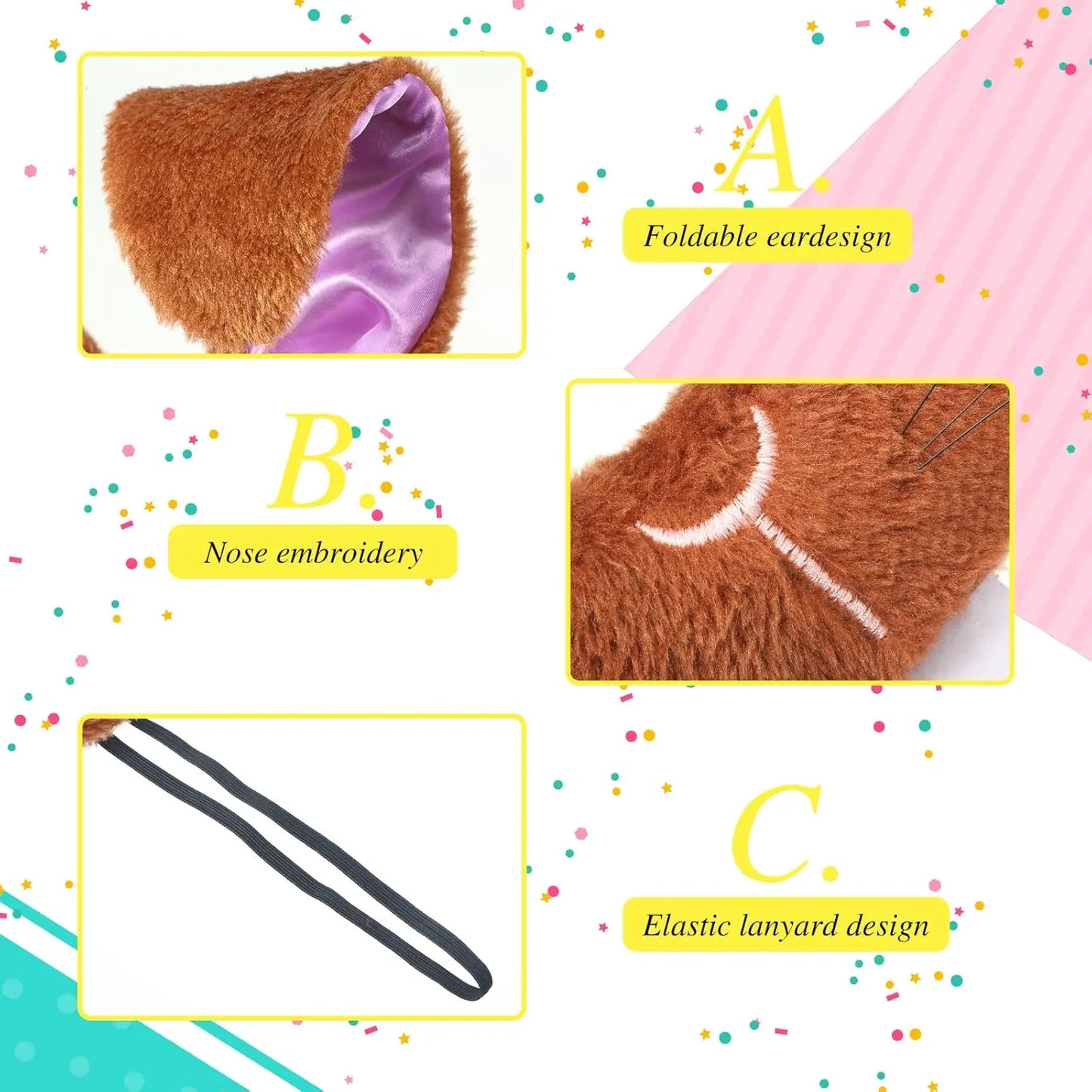 Halloween Bunny Costume Accessories Set Bunny Nose Tail Tie and Ears for Boys Girls Halloween Party Cosplay