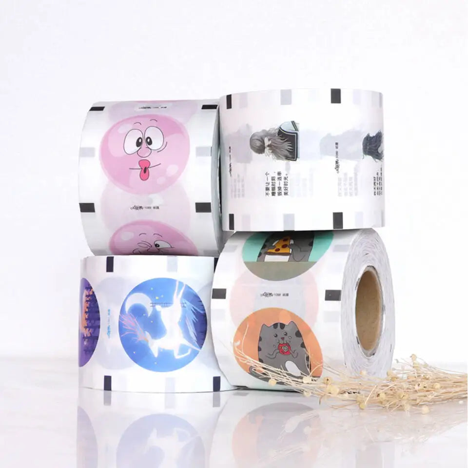 F9095-C Customized Cup Sealer Film for Personalized Logo Pattern Bubble Boba Tea Cup Sealing Clear PP Roll 2500 Cups 90mm, 95mm
