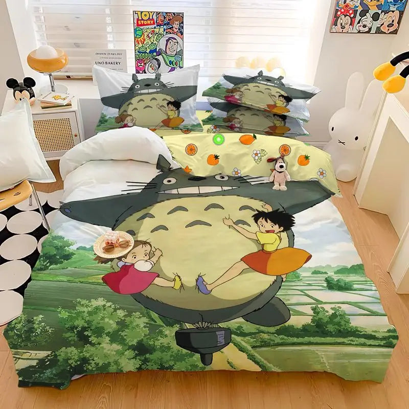 3D Exquisite Cartoon Print Duvet Cover My Neighbor T-Totoro Bedding Set Comforter Bed Youth Home Decor Kids Boys Girls Gift