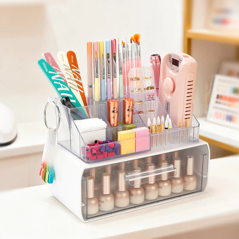 Acrylic Storage Rack Nail Art Tools Organizer Nail Salon Display Rack Large Capacity Storage Box Gel Polish Cosmetic Drawer