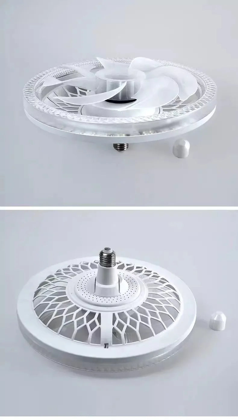 2-in-1 Ceiling Fan Light with Remote Control Screw Base LED Bulb Fan Lamp, Silent Adjustable Speed for Bedroom Living Room Home