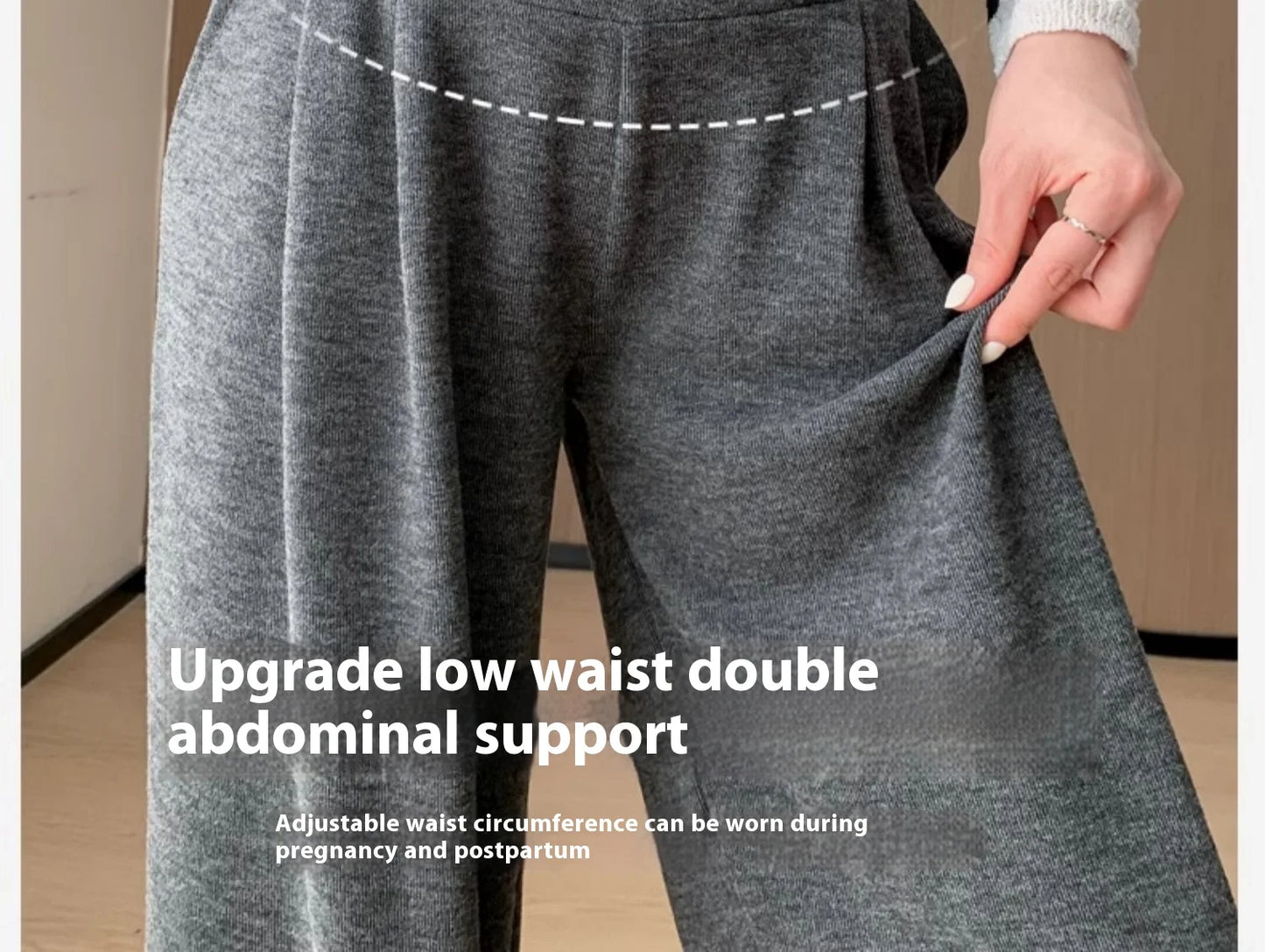 Maternity Pants Spring and Fall Wide-Legged Pants Low-Waisted Glutinous Pants Small Casual Straight Pants Maternity Clothing