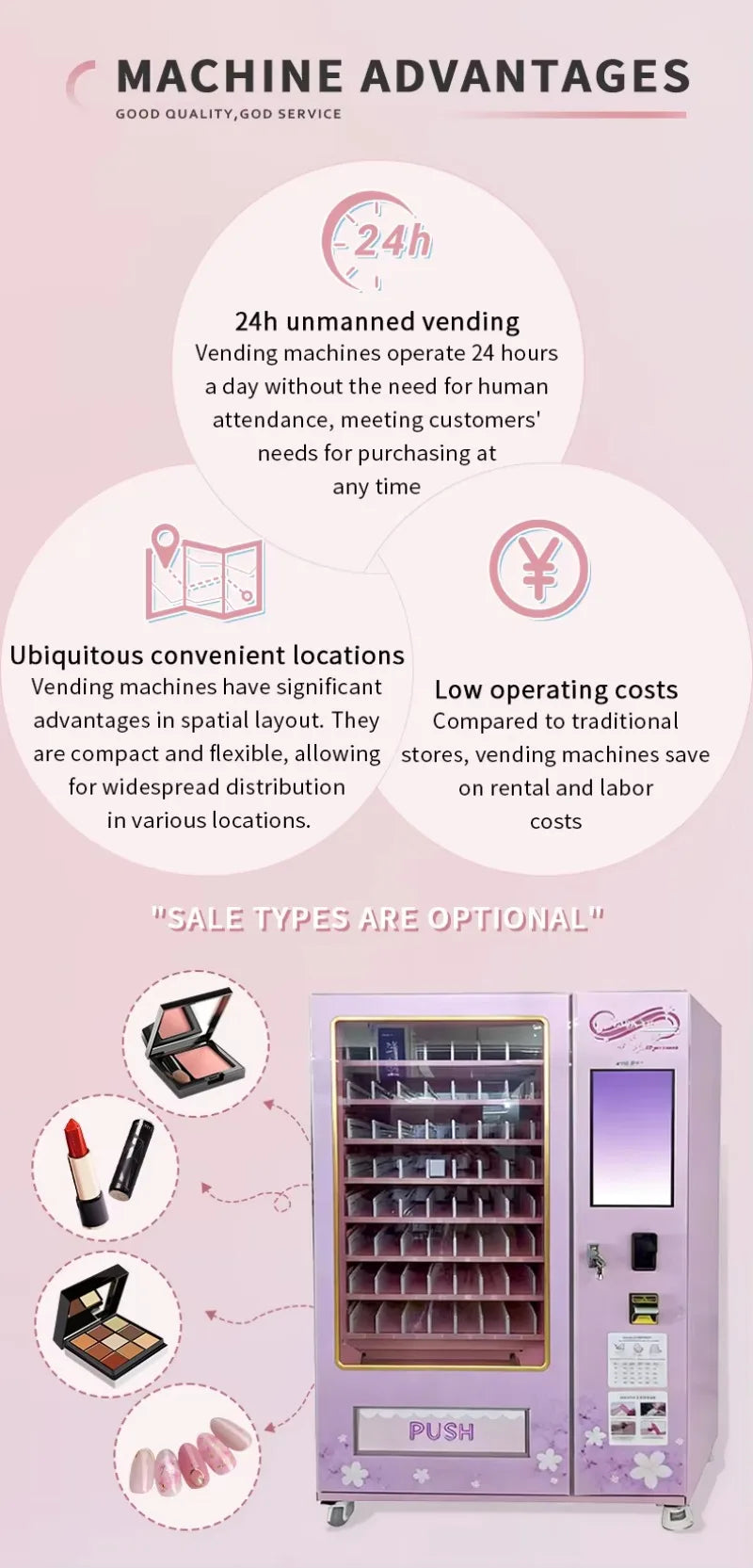 Automatic Makeup Dispenser Machine with LED Display, Smart Beauty Vending Solution for Stores and Public Locations