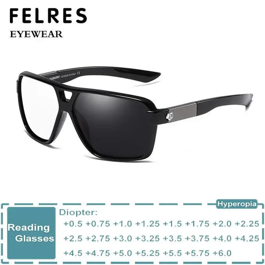 Sport Large Frames Photochromic Reading Glasses Men Clear Lens Color Changing Optical Eyeglasses Readers Customized Diopter +1.5