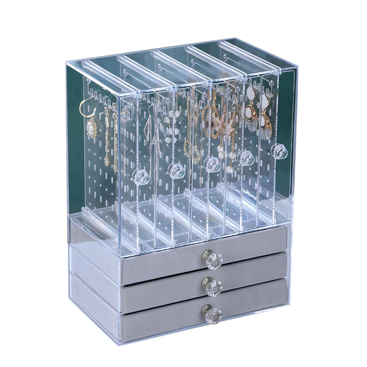 Hanging Jewelry Organizer Box Clear Display Stand with Drawers for Earring Rings Necklace Hanging Jewelry Organizer Box