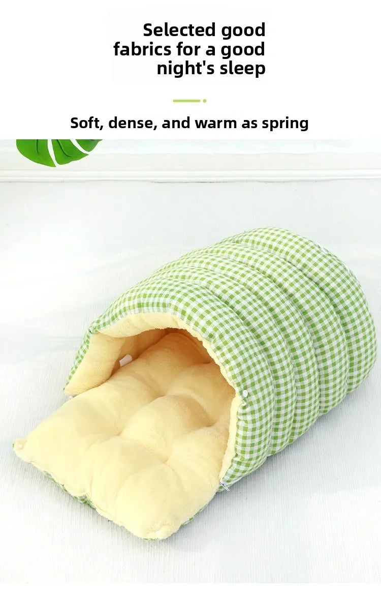 Foldable Pet Sleeping Bed for Cats And Dogs Thickened Semi-Enclosed Soft Indoor Design Warm for Autumn And Winter