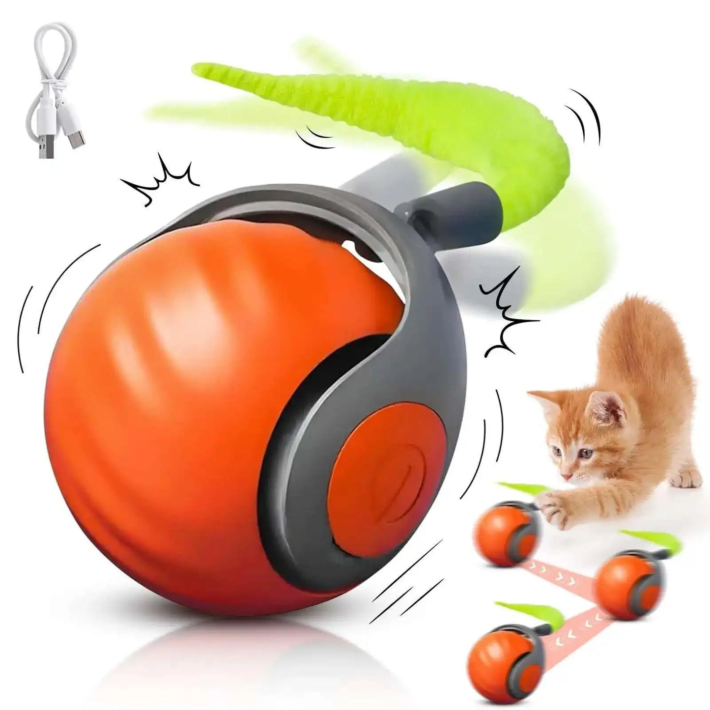 Speedy Tail 2.0 Smart Interactive Cat Toy Automatic Moving Balls for Cats And Dogs Touch Motion Rolling Toy Ball for Pet Gift.