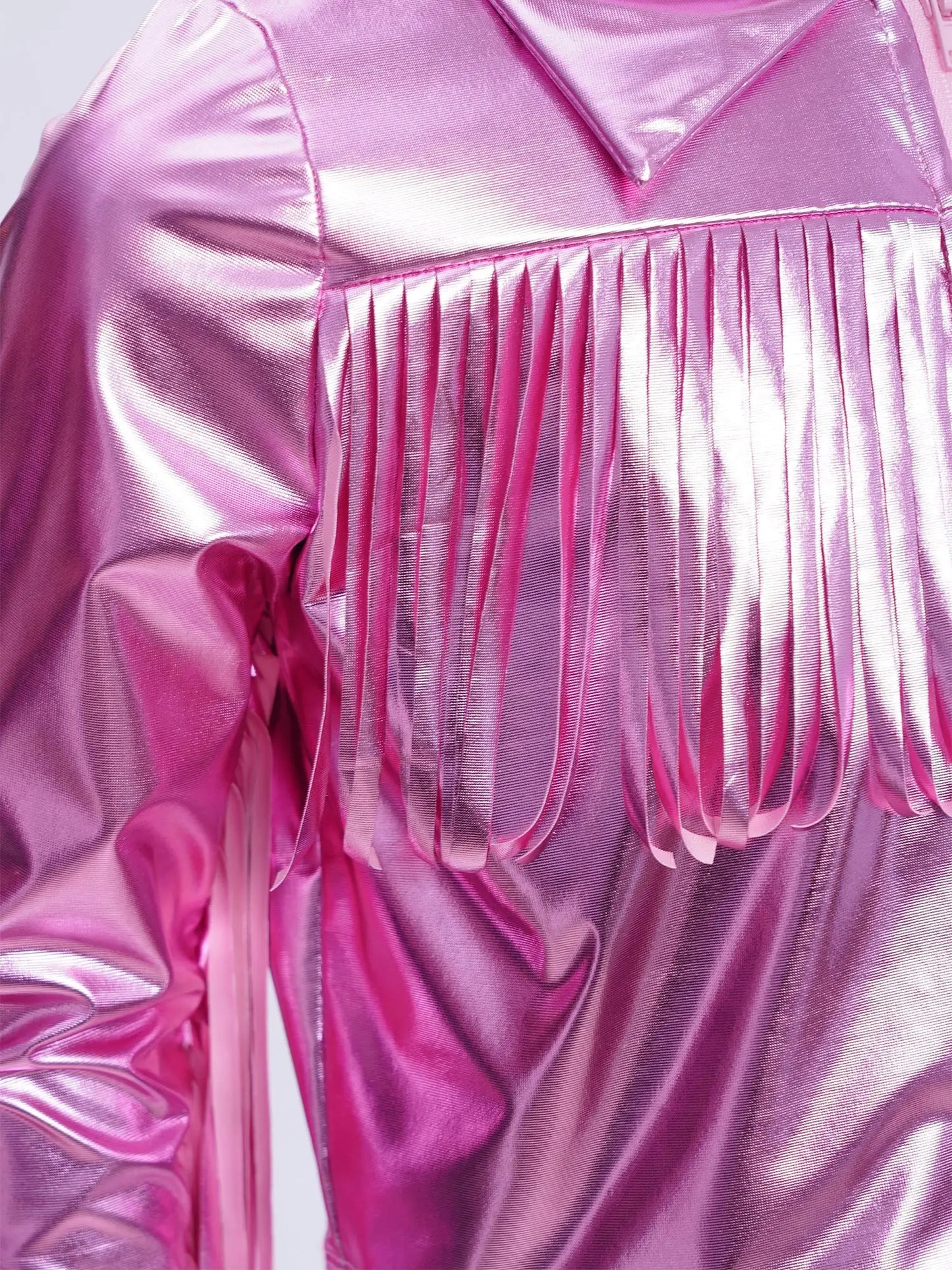 Girl's Tassels Jackets Streetwear Metallic Jazz Dance Costume Turn-Down Collar Childs Fashion Fringe Coats Jacket Party Jacket