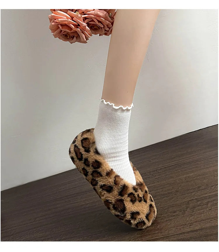 Women's Shoes 2025 New Style Warm Mink Wool Fleece Soft-soled Bean Shoes, Plus-size Women's Shoes43 Mom Shoes Luxury Shoes Women