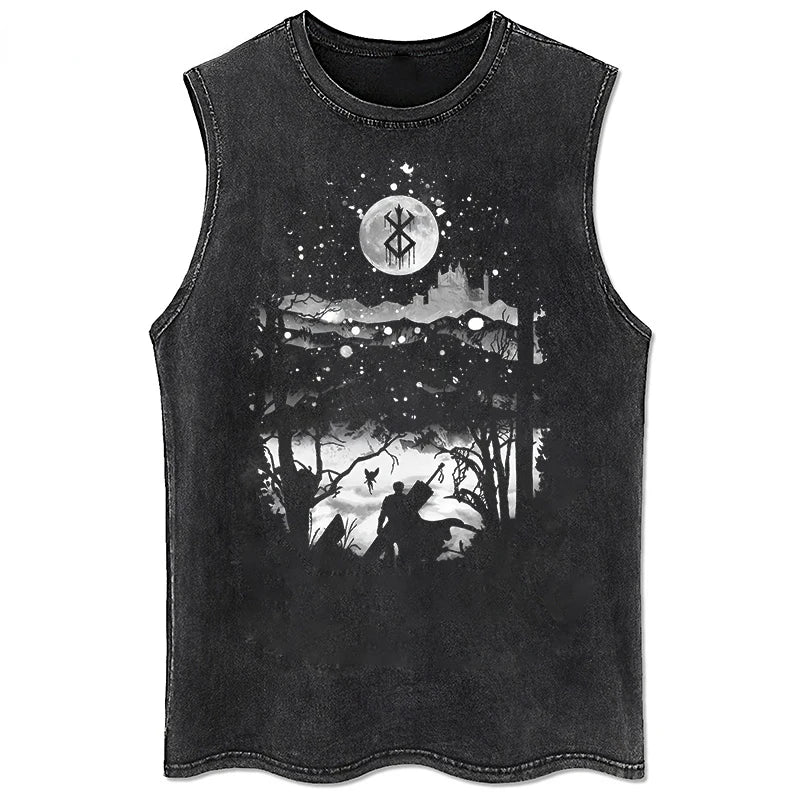 Berserk Logo Graphic Tank Top Manga Print Vest Men Women Sleeveless Shirt Vintage Washed Oversized 100% Cotton Gym Clothing