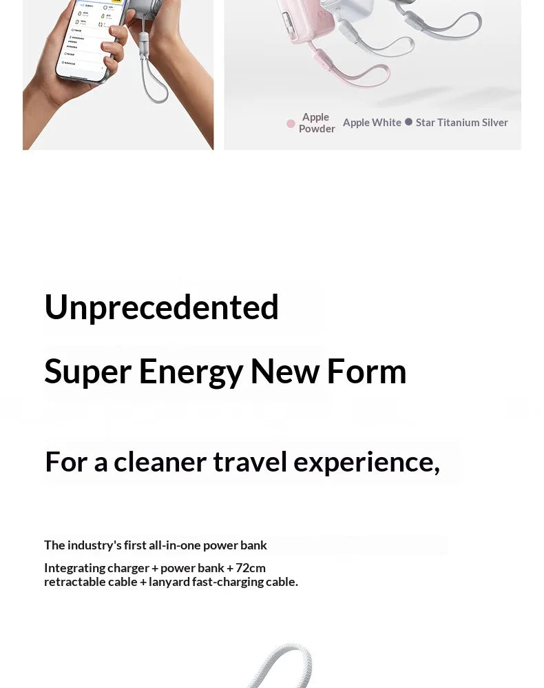 Baseus 67W Pro 3 In 1 Portable Power Bank Retractable Cable Charger 3C Certified Airline Approved For Smartphone 10000mah
