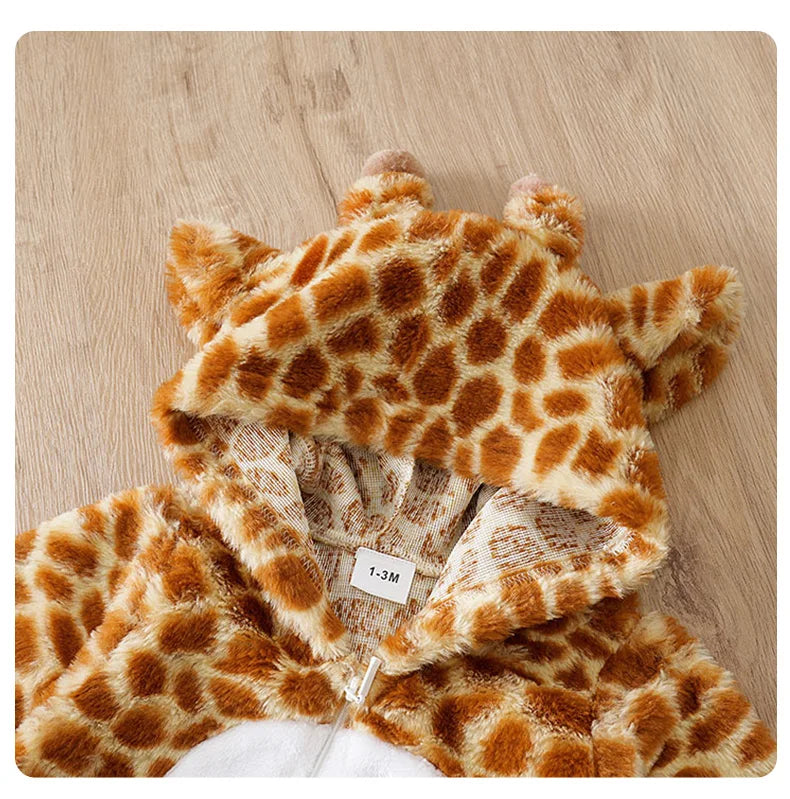 Autumn and Winter Baby Onesie Warmth Comfortable Giraffe Lovely Newborn Baby Boy Girl  0-18 Months Toddler Jumpsuit Hoodie Soft