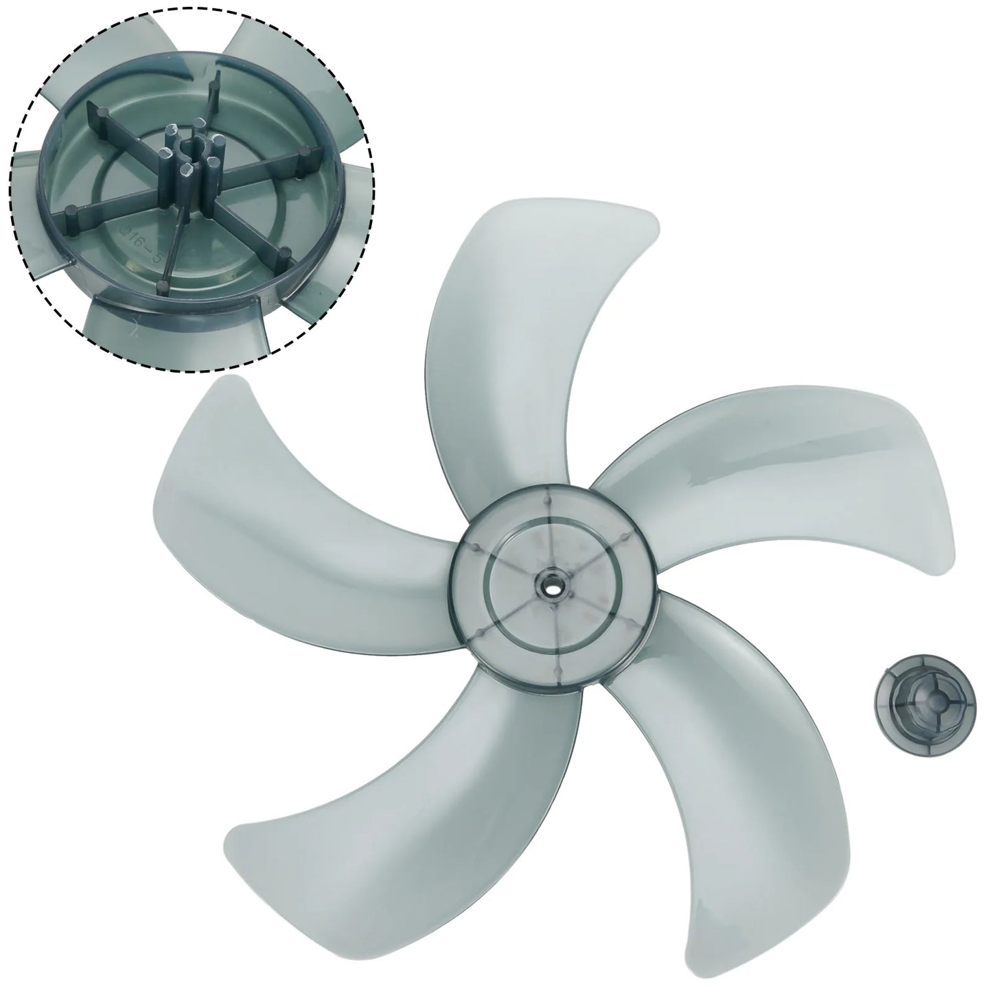 Replacement Fan Blade for 16 Inch Household Stand or Desk Fans 5 Leaves Plastic Blade with Nut Cover Offering Use
