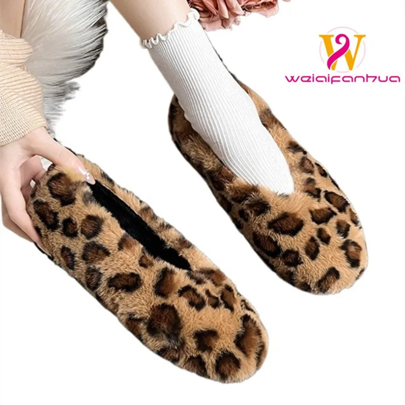 Women's Shoes 2025 New Style Warm Mink Wool Fleece Soft-soled Bean Shoes, Plus-size Women's Shoes43 Mom Shoes Luxury Shoes Women