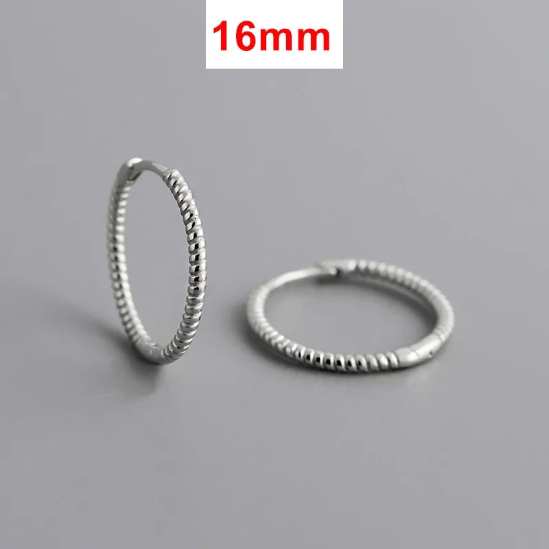 Real 925 Sterling Silver Twisted Rope Shape Hoop Earrings for Women Minimalist Fine Jewelry Light Luxury Accessories