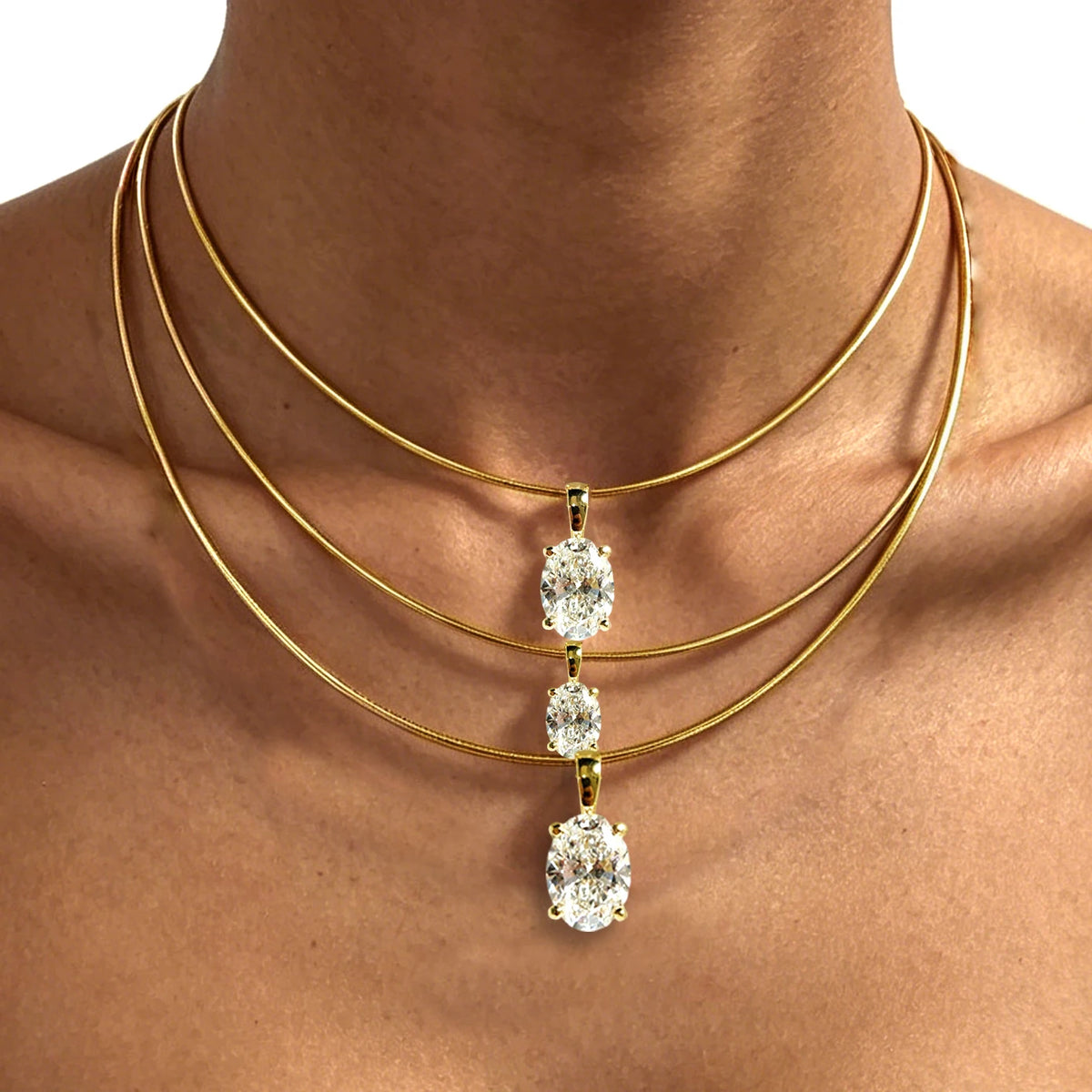 BXINY 3-5carat Oval Cut Moissanite Collar Choker Necklace 100% S925 Silver Solitaire Diamond Pendant NeckChain Gift Fine Jewelry