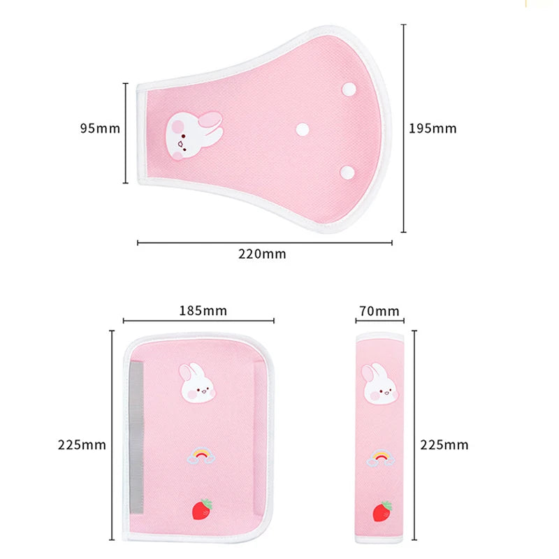 Universal Cartoon Car Seat Belt Cover Set Adjustable Car Safety Belt Cover Shoulder Pad for Kids Adults Car Interior Accessories