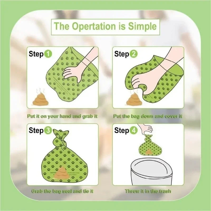 5/10/20/50rolls Random Color Cartoon Paw Graphic Dog Poop Bags Pet Poop Bags Leak-Proof Dog Waste Bags for Pet Supplies Tools