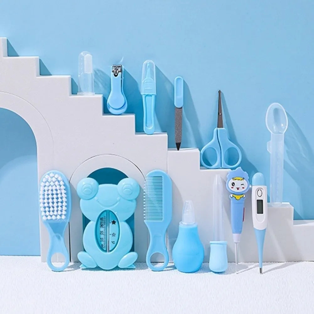 13Pcs/Set Multi-functional Baby Care Kit Hair Wash Brush Nasal Aspirator Baby Grooming Kit Comb Nail Clipper