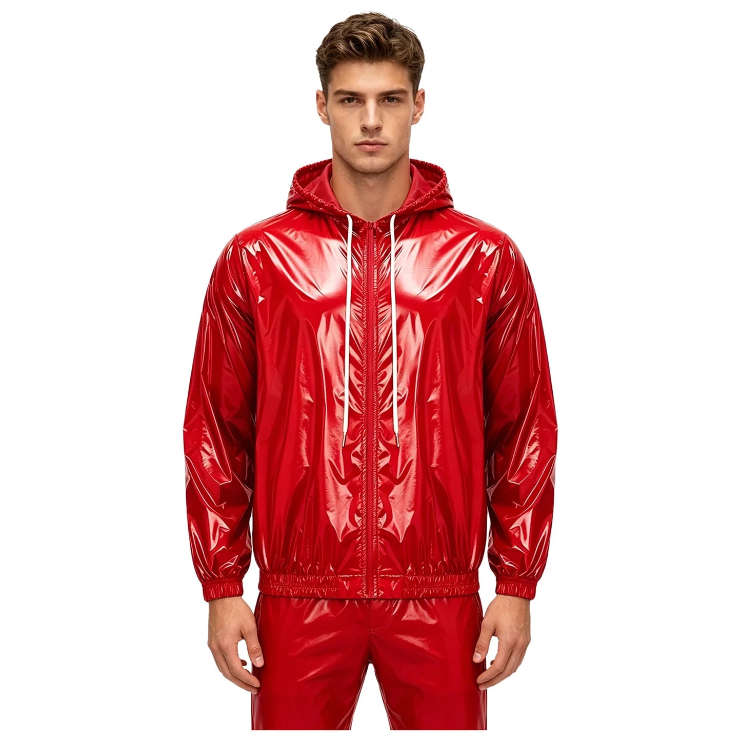 Men Waterproof Hooded Trench Jacket Long Sleeve Hood Outerwear Windbreaker Raincoat fo Hiking Fishing Biking Thermal Windbreaker