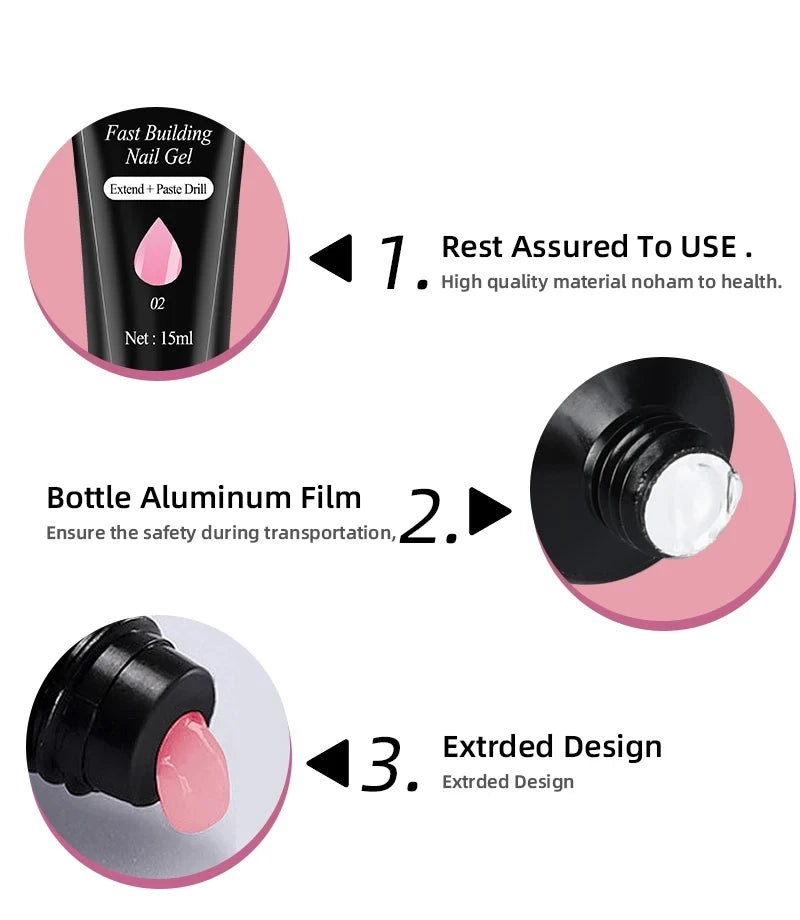 Gel Nail Polish Set With UV Nail Lamp Poly Extension Nail Gel Kit Semi Permanent Gel Varnish Set Professional Nail Art Tools Kit